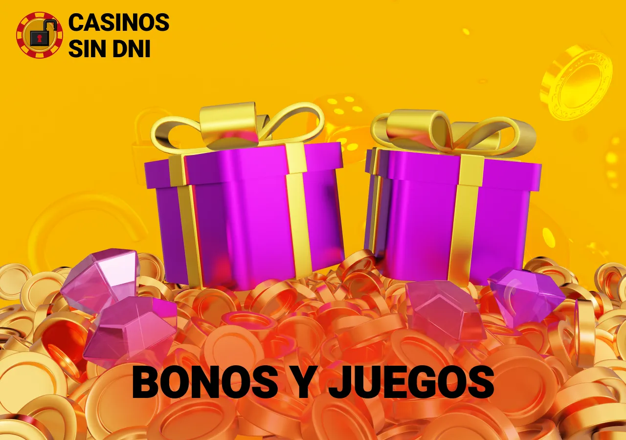Regalos, fichas y monedas que representan promociones y juegos de Casinos sin DNI.